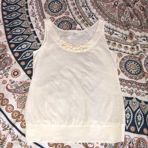 LOFT tank top with beaded collar